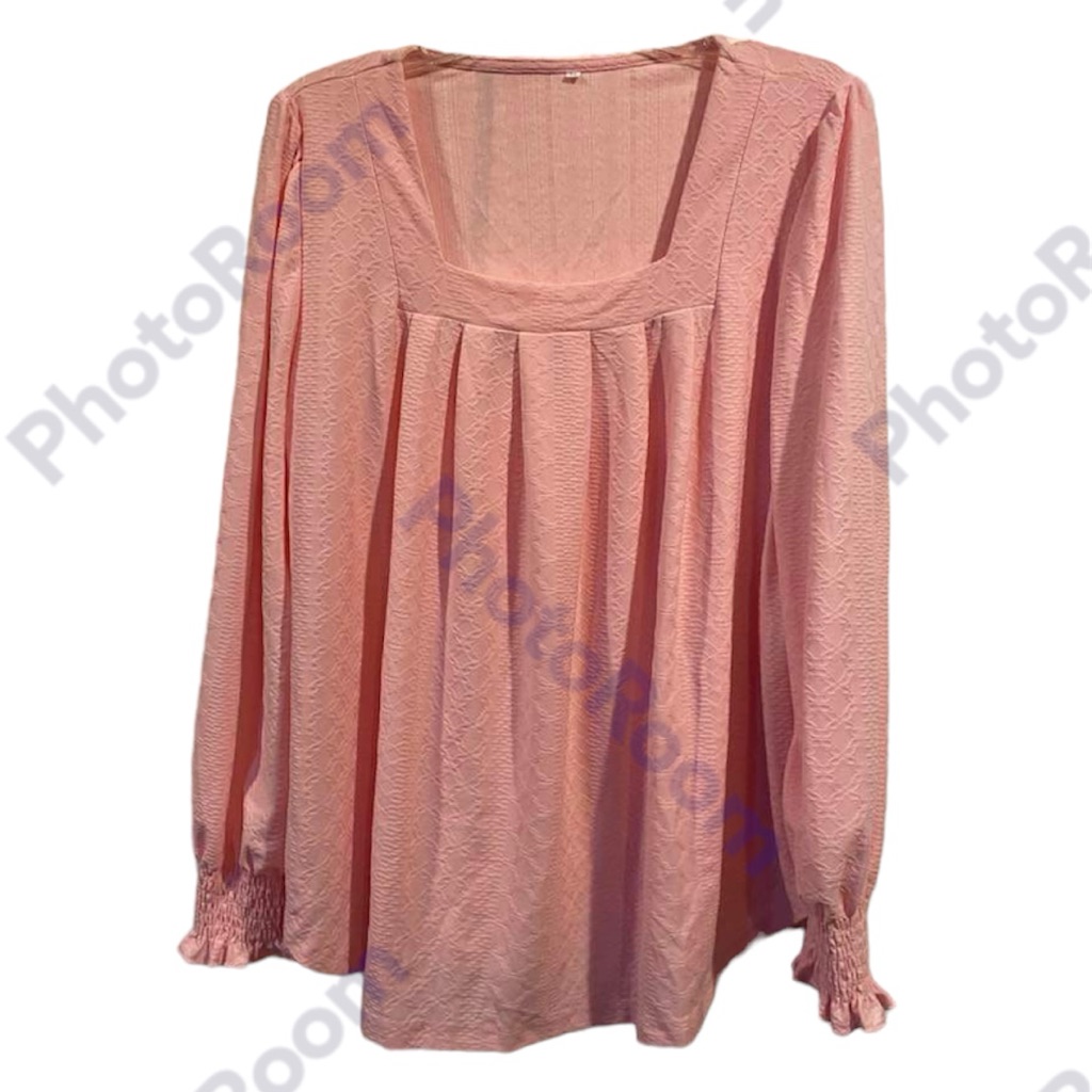 Square Neck Long Sleeve Knitted Top Size Xl